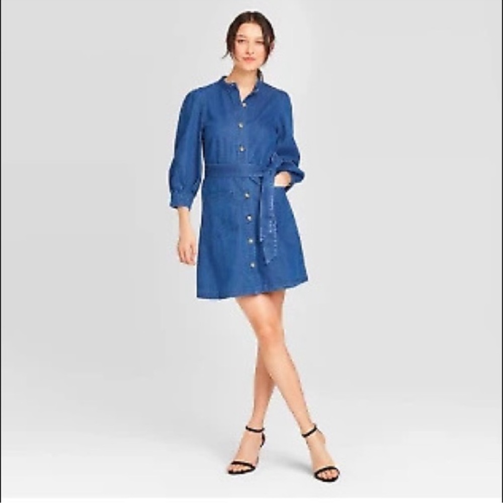 Who What Wear Indigo Button Down Denim Dress